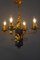 Gilt Wrought Iron and Black Wood Chandelier 17
