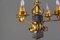 Gilt Wrought Iron and Black Wood Chandelier 4