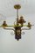 Gilt Wrought Iron and Black Wood Chandelier 19