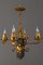 Gilt Wrought Iron and Black Wood Chandelier 5