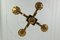 Gilt Wrought Iron and Black Wood Chandelier 12