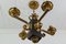Gilt Wrought Iron and Black Wood Chandelier 11