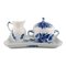 Blue Flower Braided Sugar & Cream Set on a Serving Tray from Royal Copenhagen, Set of 3, Image 1