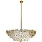 Italian Pendant Light with Murano Flowers in Clear Crystal Glass with Gold Flecks, Image 1