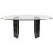 Black Marble and Beveled Glass Top Oval Dining Table 1