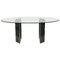 Tavolo da pranzo ovale in marmo nero con ripiano in vetro smussato, Immagine 1
