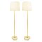 Brass and Travertine Base Floor Lamps, Set of 2 1