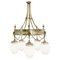 Chandelier with 5-Light in Silvered Bronze and Cut Crystal, France 1