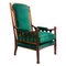 English Art Nouveau Armchair in Green Velvet Upholstery 1