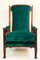 English Art Nouveau Armchair in Green Velvet Upholstery 4