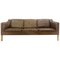 Danish Leather and Oak 2213 3-Seat Sofa by Børge Mogensen for Fredericia, Image 1