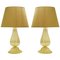 Goldfarbene Tischlampen aus Muranoglas mit Lampenschirmen aus Wildem Seidenholz, 2er Set 1