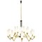 Italian Chandelier in Brass and Opaline Glass, 1960s, Image 1