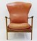 High Back Armchair in Wood and Leather 2