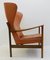 High Back Armchair in Wood and Leather 4