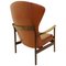 High Back Armchair in Wood and Leather 1