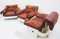 Armchairs in Leather & Lacquered Wood, Italy, 1980s, Set of 3 2