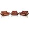 Armchairs in Leather & Lacquered Wood, Italy, 1980s, Set of 3, Image 1