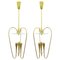 Italian Brass & Glass Pendants Lights in the Style of Fontana Arte, Italy, 1970s, Set of 2 1