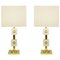 Italian Brass and White Glass Cubes Table Lamps, Set of 2 1