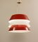 Lampada a sospensione in metallo bianco e rosso, Italia, anni '60, Immagine 8