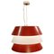 Lámpara colgante italiana de metal rojo y blanco, años 60, Imagen 1
