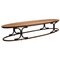 Italian Oval Teak, Bamboo, and Leather Rope Coffee Table with Plywood Top, Image 1