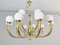 Italian Brass and Opaline Chandelier 2