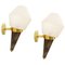 Italian Torch Wall Sconces in Brass and Glass, Set of 2 1