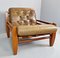 Wood and Leather Armchairs with Pouf, Set of 3 11
