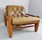 Wood and Leather Armchairs with Pouf, Set of 3, Image 11