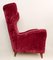 Large Italian High Back Red Velvet Armchair, 1950s 2
