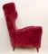 Large Italian High Back Red Velvet Armchair, 1950s, Image 2