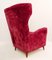 Large Italian High Back Red Velvet Armchair, 1950s 6