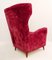 Large Italian High Back Red Velvet Armchair, 1950s, Image 6