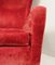 Large Italian High Back Red Velvet Armchair, 1950s 5