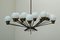 Lámpara de araña italiana de latón y opalina, Imagen 5