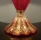 Murano Glas Tischlampe in Rot & Gold von Barovier & Toso, 1950er 2