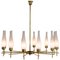 Italian Chandelier in Brass and Opaline Glass, 1960s 1