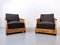 Art Deco Club Chairs in Polished Burr Wood, Set of 2 2