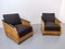 Club chair Art Deco in legno lucidato, set di 2, Immagine 3