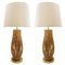Large Brass and Bamboo Table Lamps, Set of 2 1
