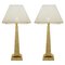 Lampes de Bureau Obelisque en Travertin, Set de 2 1