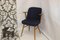 Scandinavian Stainless & Midnight Blue Fabric Chair with Armrests 15