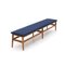 Wooden Bench with Blue Velvet Top, 1960s 3