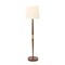 Wooden Floor Lamp with Fabric Shade, 1940s, Image 1