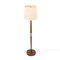 Wooden Floor Lamp with Fabric Shade, 1940s, Image 2