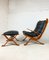 Danish Leather Lounge Chair & Ottoman by Bramin, 1960s, Image 1
