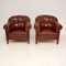 Antique Swedish Leather Club Armchairs, Set of 2 1