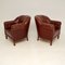 Antique Swedish Leather Club Armchairs, Set of 2, Image 3